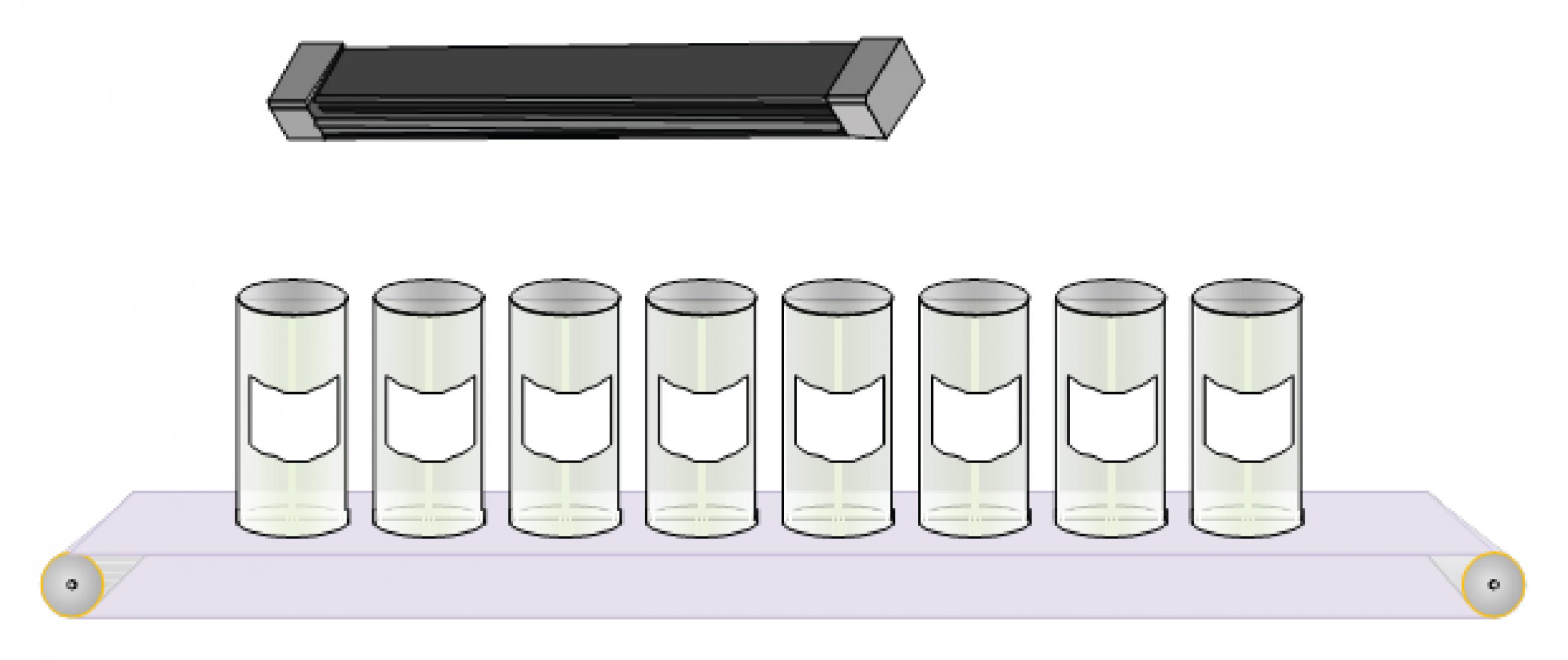 Metal cans on plastic conveyor