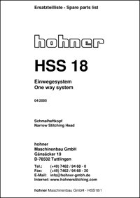 Hohner HSS18 spare parts manual cover