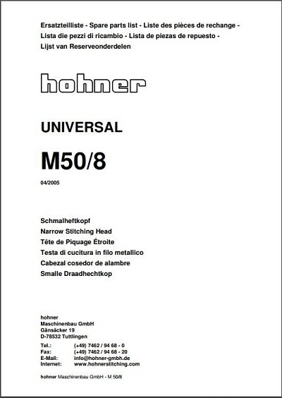 Hohner M50/8 stitcher head manual (2005) cover