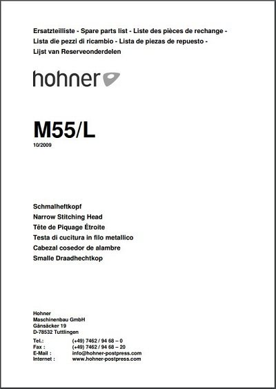 Hohner M55/L stitcher head manual (2009) cover